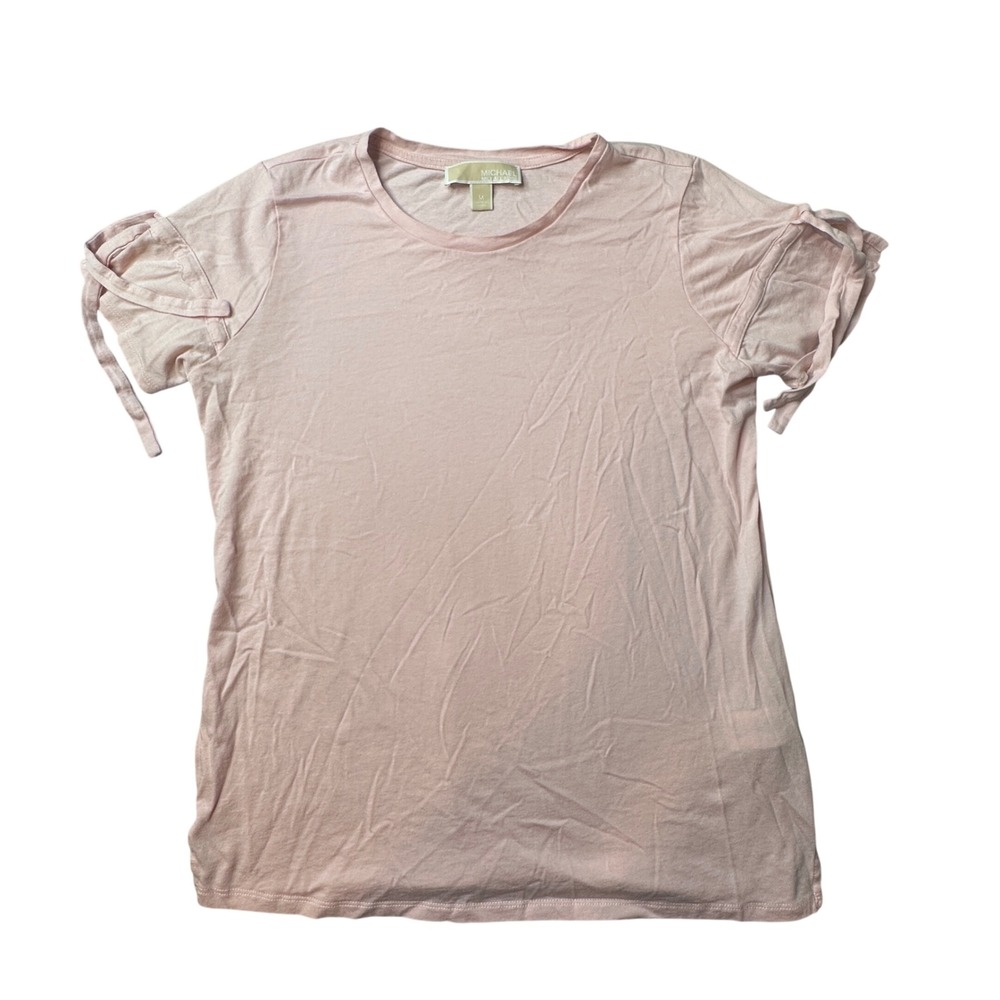 Michael‎ Kors Top Women M Pink Short Sleeve Tie Sleeve Cotton Modal Casual Tee